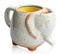 Taza de cerámica con forma de cabeza de elefante, taza de té de 430 ml, taza de té con soporte para bolsas de té integrado, taza de elefante 3D, tazas de té en forma de animales para amantes de los