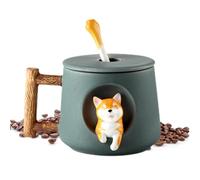 Taza de cerámica con forma de perro, taza de café 3D, vasos de porcelana de animales, gran capacidad, 420 ml, para cocina, adorable accesorio de oficina en casa para café diario por la mañana