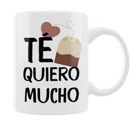 Taza de Cerámica con Mensaje Romántico 'TÉ Quiero Mucho' Regalo Original y Divertido para Novios, Novias, Parejas y Amantes del Té Ideal para San Valentín o Aniversario