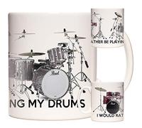 Taza de cerámica con texto en inglés "I Would Rather Be Playing My Drums", taza de regalo de cerámica de 325 ml para bateristas en todas partes. Taza de regalo con kit de batería