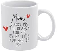 Taza de cerámica con texto "Mamá, lo siento, soy la razón por la que orinas", taza de café novedosa, taza de té de cerámica con impresión de doble cara para mamá, papá, amigo, esposa, esposo, regalo d