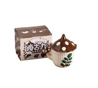 Taza de cerámica creativa con diseño de hongos y dibujos animados para el hogar fresco y exquisito