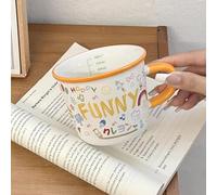 Taza de Cerámica de 355 Ml (12 Oz) con Asa, Diseño Arcoíris, Incluye Escala, Ideal Para Bebidas Frías y Calientes, un Para Hombres y Mujeres en Cumpleaños(Orange)
