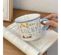 Taza de Cerámica de 355 Ml (12 Oz) con Asa, Diseño Arcoíris, Incluye Escala, Ideal Para Bebidas Frías y Calientes, un Para Hombres y Mujeres en Cumpleaños(Blue)