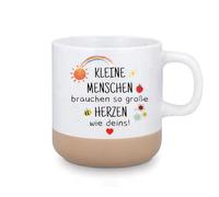 Taza de cerámica de 360 ml, con texto en alemán "Kleine Menschen brauchen So große Herzen wie Deins, Abschiesgeschenk Erzieherin für Kita & Kindergarten
