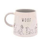 Taza de cerámica de Disney Dogs con imágenes ilustradas en blanco y negro en caja de presentación a juego - Woof