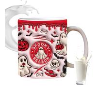 Taza de cerámica de Halloween - Spooky Ghost Pumpkin Bech | Tazas de café | Vaso para whisky, vino, agua, sopa, cerveza