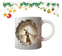 Taza de cerámica de Jesús, taza de café de cerámica, taza de café de cerámica Jesús, Jesús lleva la cruz taza de cerámica Cristo religioso adecuado para los regalos de Navidad para cristianos