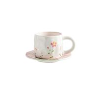 Taza de cerámica de mano de 250 ml con diseño de nubes y flores de mar, bonita taza de café para desayuno, flor rosa mar
