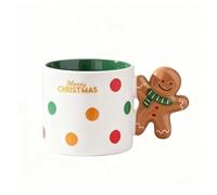 Taza de cerámica de Navidad de 340 ml con mango 3D, estampado de cheurón y letras doradas "Merry Christmas", vasos festivos para café y té, regalo para adultos y niños