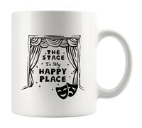 Taza De Cerámica El escenario es mi lugar feliz Actor de teatro Taza De | Desayuno Cumpleaños 2 unidades / 330 ml Resistente Taza Reutilizable Tazas De Cafe Personalizadas Jubilación Mujeres