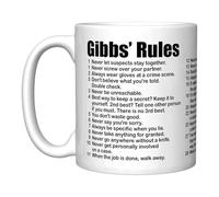 Taza de cerámica Gibs Rules de 350 ml - Taza de café para fanáticos del programa de televisión para hombres y mujeres | Taza de café de la regla de NCIIS Gibs | Taza de té de la mañana para el hogar