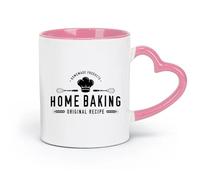 Taza de cerámica novedosa para té o café con frase Home Baking Cooking Bakery (11 oz/320 ml) Taza de café de cerámica para capuchino, té, leche, color rosa