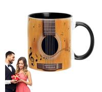 Taza de cerámica para amantes de la música con guitarra, piano, violín | Muestra tu pasión musical con esta taza de cerámica diseñada para durar con diseños atemporales de instrumento; una buena