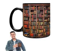Taza de cerámica para biblioteca, taza de café de bibliotecario de 350 ml, taza de estantería para amantes de los libros, decoración de biblioteca, tazas multiusos para mujeres y hombres