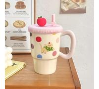 Taza de Cerámica Para Café, Té y Agua, Taza de Gato de 414 Ml (14 Oz), Taza Reutilizable Para Bebidas Frías y Calientes, 12 Cm (4,7") de Alto, 1 Unidad(Yellow)