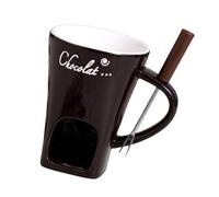 Taza de cerámica para derretir chocolate, taza de fondue con tenedores, taza de fusión, accesorios de cerámica para cumpleaños, bodas y más