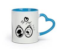 Taza de cerámica para el hogar y la oficina, retrato de niña y mujer, mi mascota (11 oz/320 ml), para café, sopa, té, leche, café con leche, chocolate caliente, para damas y caballeros, color azul.