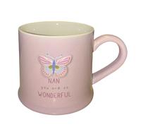 Taza de Cerámica Para Nan Love Life Diseño Mariposa en Relieve 290ml