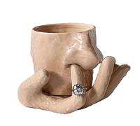 Taza de cerámica para recoger la nariz, divertida taza de café con soporte para plato y anillo, taza de cerámica creativa hecha a mano para el escritorio de la oficina en casa, regalo único para