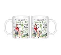 Taza de cerámica personalizada de jardinería floral con nombre personalizado, taza de café con retrato de jardinero Into The Garden I Go To Lose My Mind And Find My Soul Garden, taza de café para