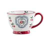 Taza de cerámica pintada a mano de 440 ml que se puede utilizar para parejas con gran capacidad, desayuno, café, leche, gran vientre, taza de cereza
