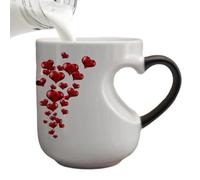 Taza de cerámica que cambia la temperatura romántica para zumos y té | Taza térmica con asa en forma de corazón para adultos, adolescentes y seres queridos en casa o dormitorio