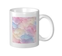 Taza de cerámica rosa cielo con charcos de tinta de alcohol, elegante taza de café, taza de agua para el hogar y la oficina, 325 ml