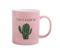Taza de Cerámica Rosa para Café y Té Capacidad 260-300ml Diseño de Cactus Borde Pulido y Asa Ergonómica Adecuado para Hogar y Oficina