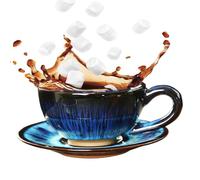 Taza de cerámica rústica, juego de platillos japoneses, taza de café de vintage de 4.7 x 1.96 pulgadas con esmalte cambiante de horno, juego de tazas de té con leche de estilo japonés para