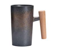 Taza De Cerámica - Taza Con Mango De Madera De Arcilla Con Cambio De Horno Retro De 220 Ml | Vasos Rústicos Estilo Wabi Sabi | Recipiente De Agua Para Té Y Café | Desayuno Artístico Minimalista Uso