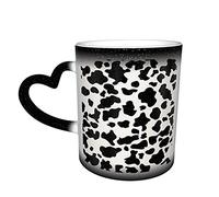 Taza de cerámica Taza de café con patrón de vaca Taza de viaje con cambio de color divertido Taza sensible al calor de cerámica 330ml