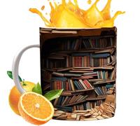 Taza de cerámica, taza de café de cerámica,Taza de biblioteca de efecto - Tazas de café y té de cerámica únicas, taza de biblioteca creativa para bebidas frías y calientes