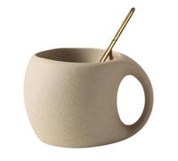 Taza de cerámica, taza de café, reutilizable, elegante, aislada, portátil, con cuchara, para escritorio, lugar de trabajo, hogar, tienda, esquinas de cafetería, uso de viaje, 3.74 x 2.56 x 3.35