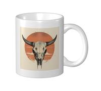 Taza de cerámica vintage con cabeza de vaca y calavera, elegante taza de café, taza de agua para casa y oficina, 325 ml