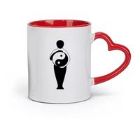 Taza de cerámica Yin Yang Filosofía china Meditación zen (11 oz/320 ml) Perfecta para cocinas, restaurantes y cafeterías, gran idea de regalo Rojo
