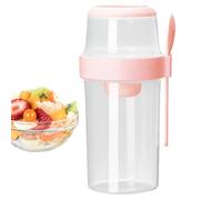 Taza de cereal para llevar - 1070 ml, portátil, impermeable, contenedor de leche de cereales con tenedor | Taza de desayuno de viaje para estudiantes, viajeros, viajes a la oficina, comidas en pleno