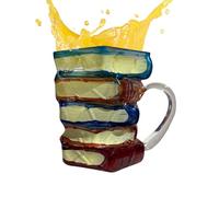 Taza de cereales para desayuno, diseño retro de libro pintado en 3D, tazas de vino de vidrio resistentes al calor, suministros de cocina para whisky, cerveza, cócteles