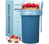 Taza de cereales para llevar, 760 ml + 230 ml, vaso de yogur para niños con cuchara, recipiente para cereales, fiambrera para desayuno