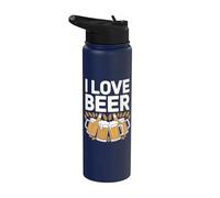 Taza de cerveza con texto en inglés "I Love Beer Cheers Lager Ale" Stainless Steel Insulated Water Bottle