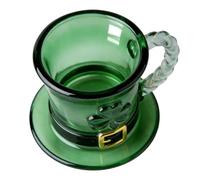 Taza De Cerveza Día De San Patricio - 10.5 X 9 X 9 Cm, Recipiente De Bebidas De Vidrio De 11 Oz, Taza De Leche Del Festival Irlandés, Patrón Decorativo Verde Translúcido | Ideal Para Tardes Temáticas