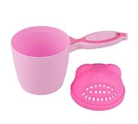 Taza de champú desmontable con diseño de mango de pescado PP Taza de champú para bebés Lindos niños Lavan el cabello Baño Taza de descarga Protección Taza de enjuague de ojos para (Pink)