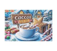 Taza de Chocolate Caliente de Navidad Puzzle 1000 Piezas Obra De Arte Premium Rompecabezas Familiar para Adultos Aliviar Estrés Decoración Hogar Moderno 1000 PCS