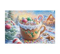 Taza de Chocolate Caliente de Navidad Puzzles 1000 Piezas Maquetas Educativas 3D Tiempo Feliz Rompecabezas para Familia Construir DIY Aliviar Estrés Decoración Hogar 1000 PCS