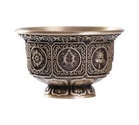 Taza de cobre ritual sagrado tibetano, ocho símbolos de la suerte, cuenco de agua bendita para oración, ceremonias religiosas, suministros de recipiente de oración sagrado