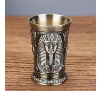 Taza de cóctel de metal bellamente elaborada, diseño egipcio antiguo, vaso de whisky pequeño para coleccionistas (bronce)