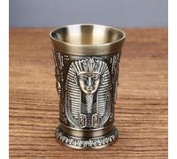 Taza de cóctel de metal retro con diseño egipcio antiguo creativo pequeño vaso de whisky para amantes de las bebidas (bronce)
