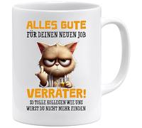 Taza de colega | Taza con texto en alemán Alles Gute Für Neuen Job Tasse | Lustige Tassen | Abschiesgeschenk Kollegen | Geschenk zum Abschied - Jobwechsel Abschieesgeschenk für Kollegen (Weiß)