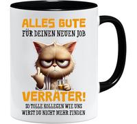 Taza de colega | Taza con texto en alemán Alles Gute Für Neuen Job Tasse | Lustige Tassen | Abschiesgeschenk Kollegen | Geschenk zum Abschied - Jobwechsel Abschieesgeschenk für Kollegen (Schwarz)