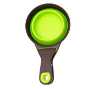 Taza de comida portátil para mascotas, cuchara plegable TPR 2 en 1 y cuenco con clip de sellado, para perros, gatos, alimentos, agua, viajes, ahorro de espacio, color verde, L